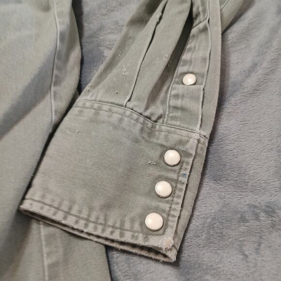 Vtg Wrangler Shirt Mens 18x36 Rugged Denim Original Snap Buttons 2 Flap Pockets - Picture 4 of 11